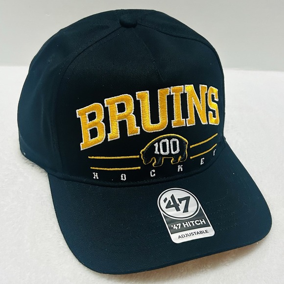 '47 Brand Boston Bruins Centennial‎ Roscoe Hitch Hat Cap Adjustable Snap Black - Picture 3 of 5